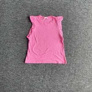 Elan Pink Ruffled Sleeveless Preppy Chic Tank Top